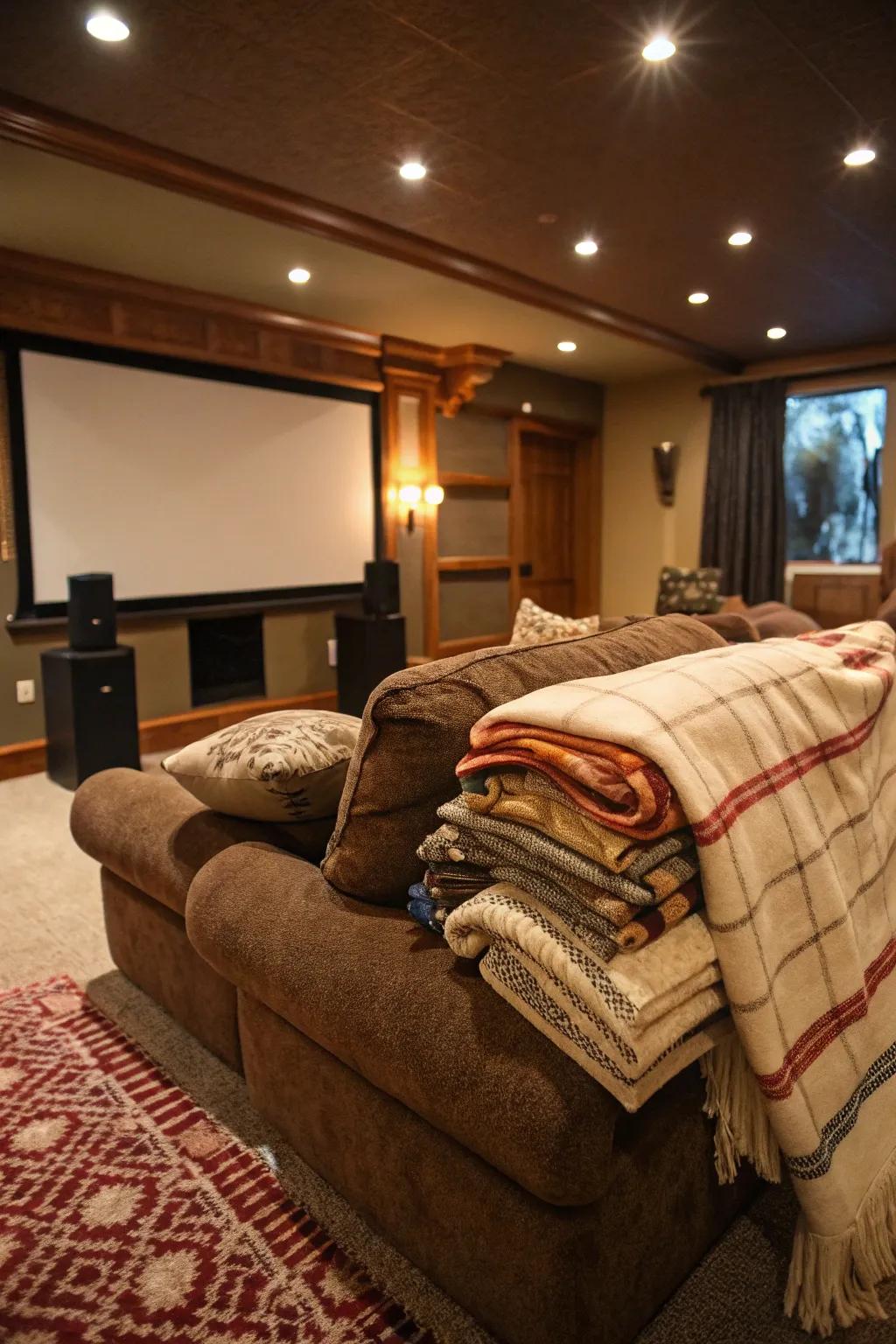 Blankets add a layer of comfort to your movie experience.