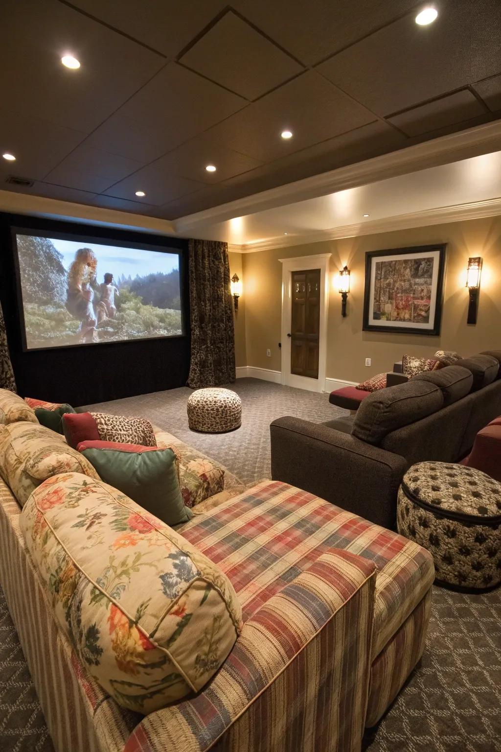 Ottomans are a versatile addition to your movie room.