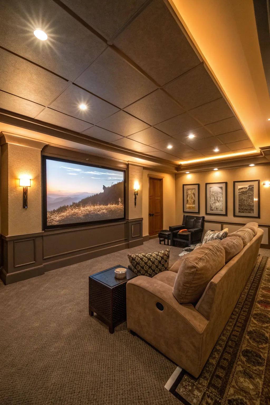 Mood lighting transforms the atmosphere of your movie room.
