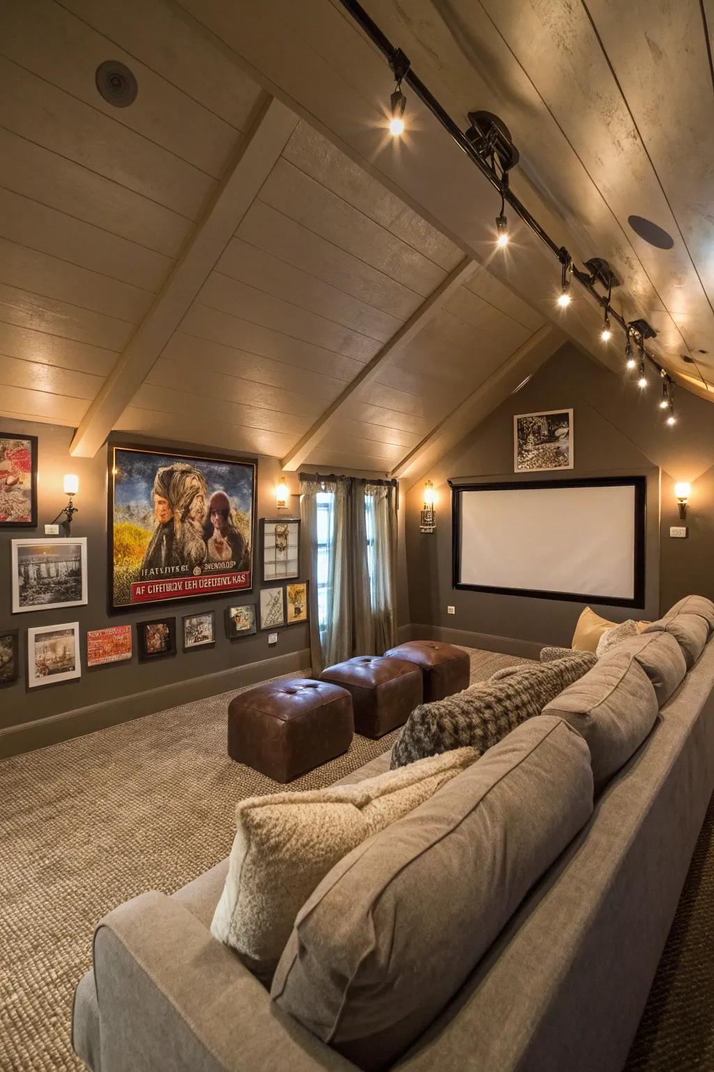 Turn your attic into a cozy movie retreat.