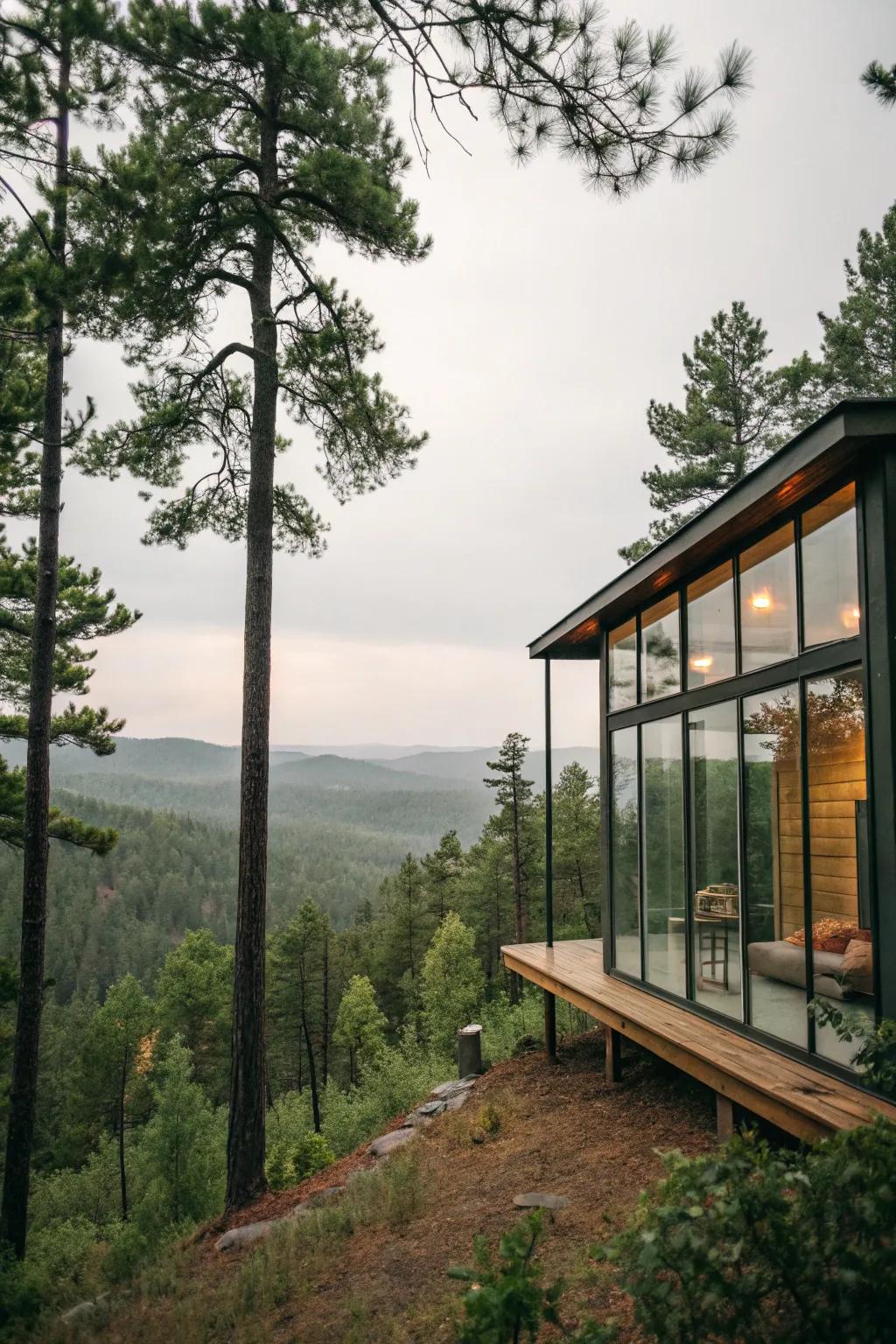 Craft a smooth connection with nature through expansive windows.