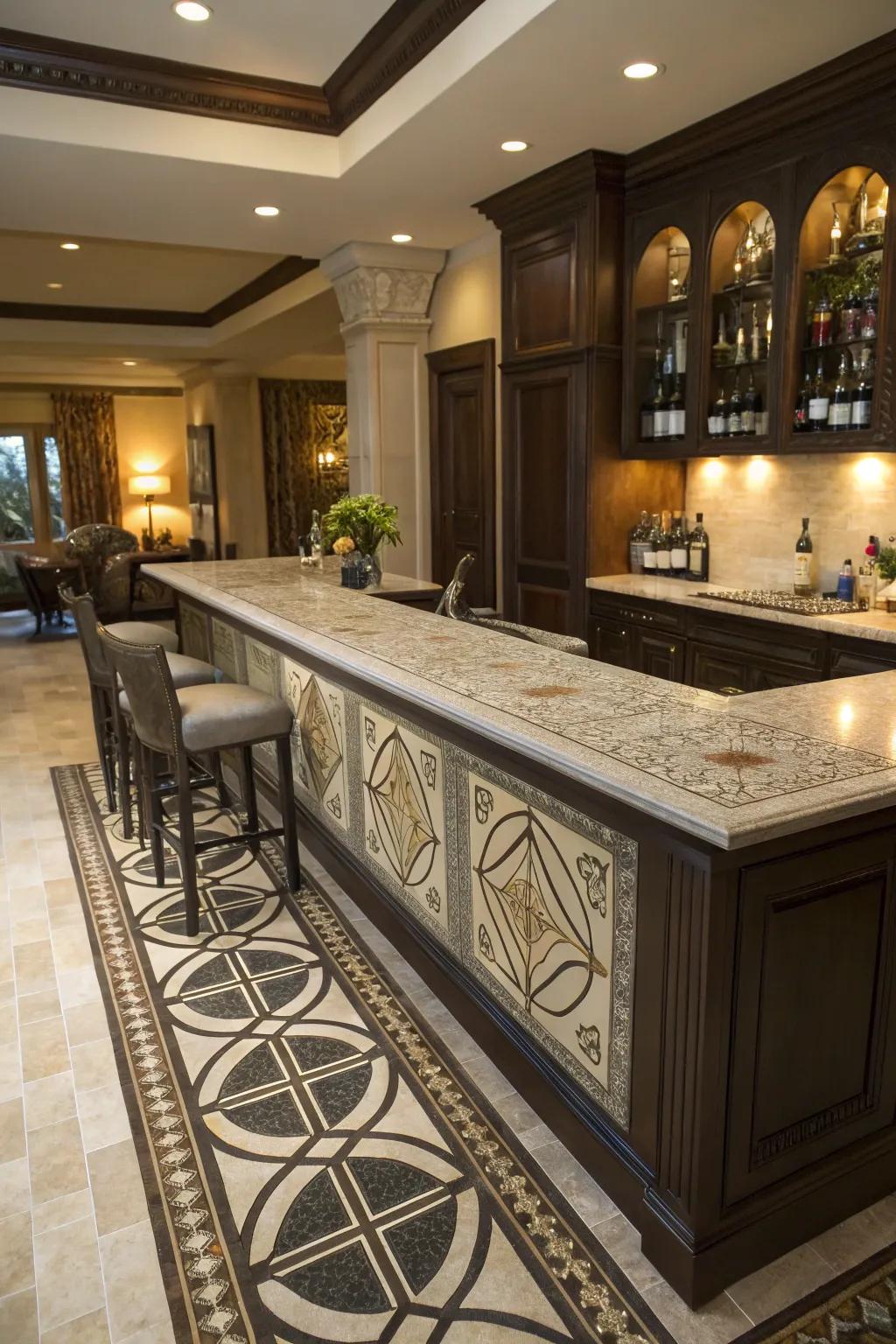 Stone inlays inject a sophisticated element.