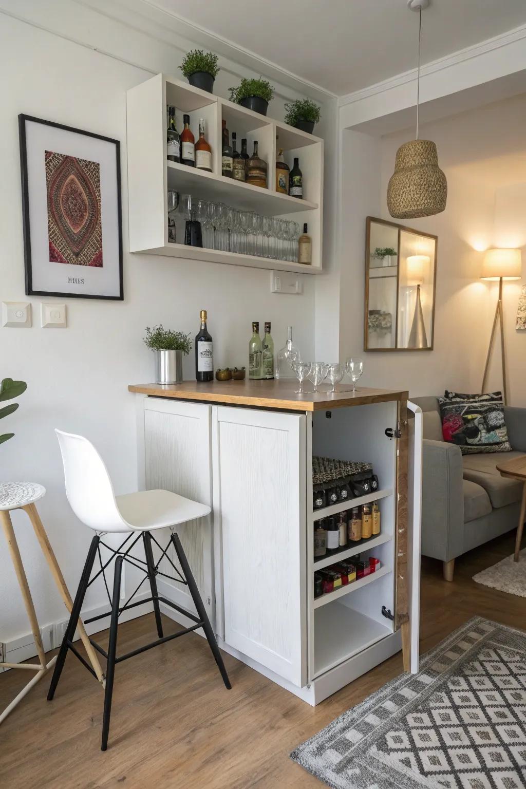 Space-saving bar tops for cozy nooks.