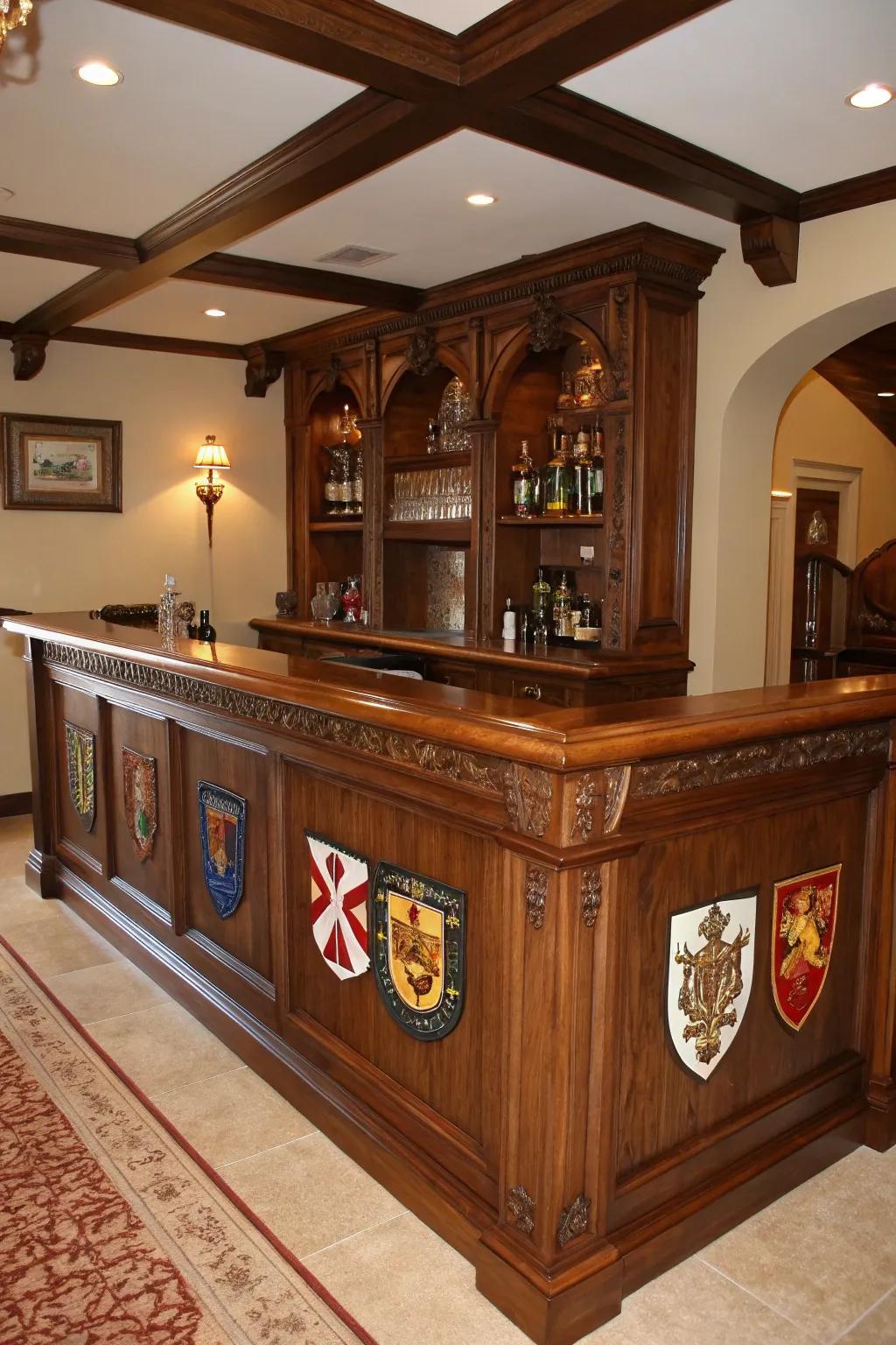 Personalized inlays for a bar with significance.