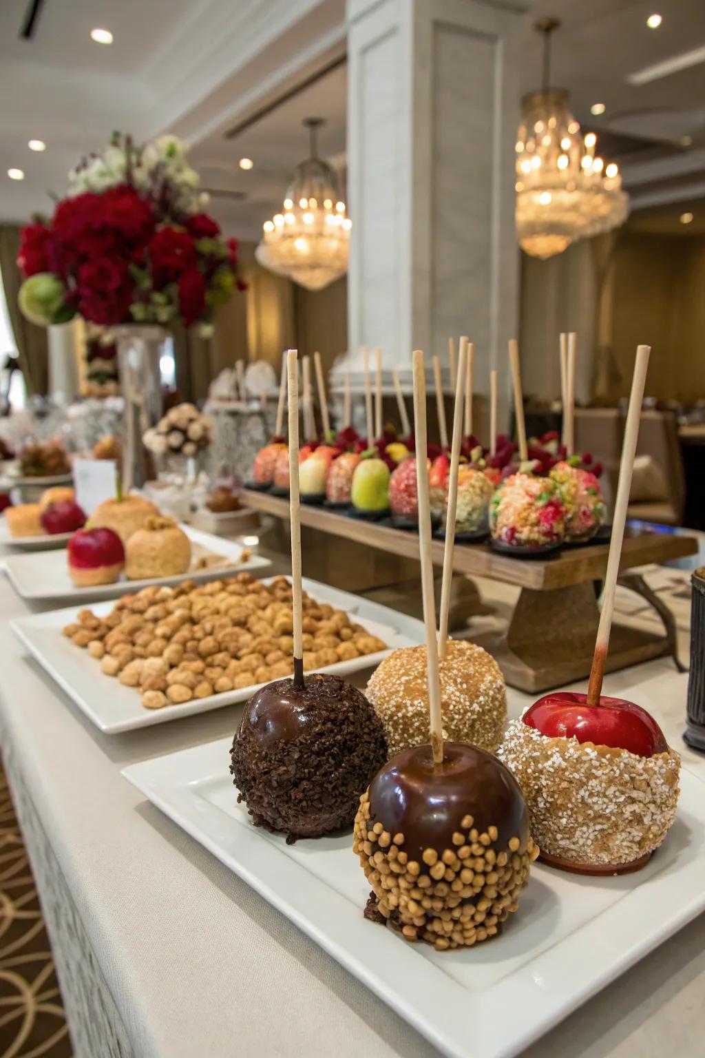 Sweetened apples add a fun and tasty twist to sweets tables.