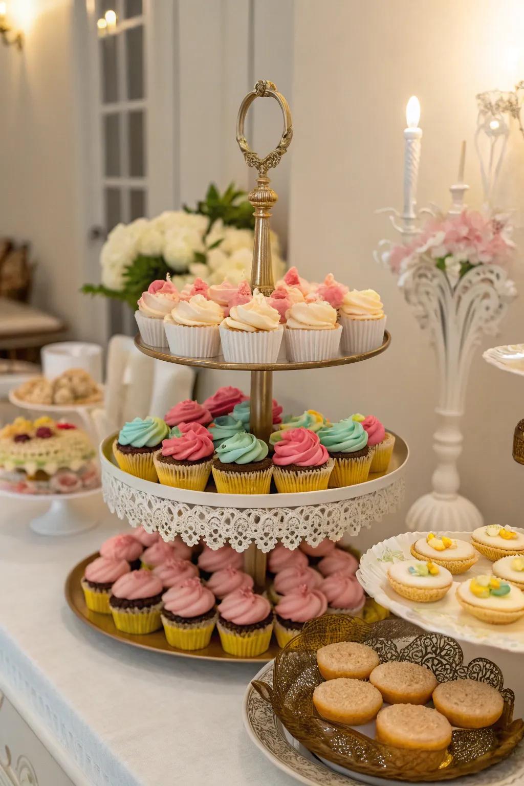 Tiered stands introduce both height and an air of sophistication to your dessert selection.