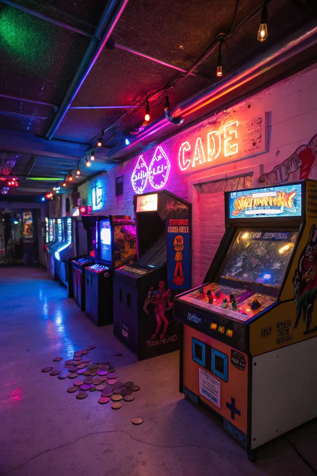 Go back in time with a retro arcade game room.
