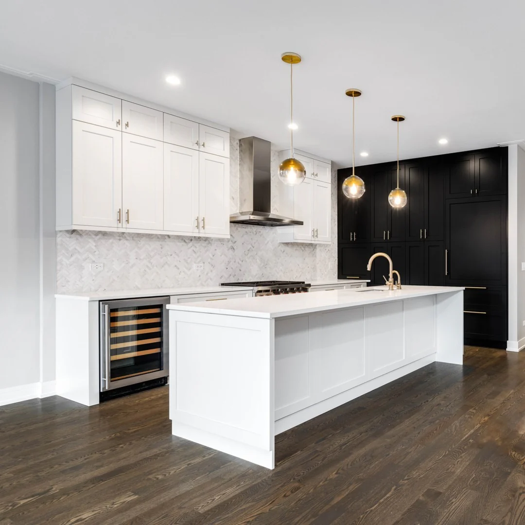 High-Contrast Black and White Transitional Kitchen
