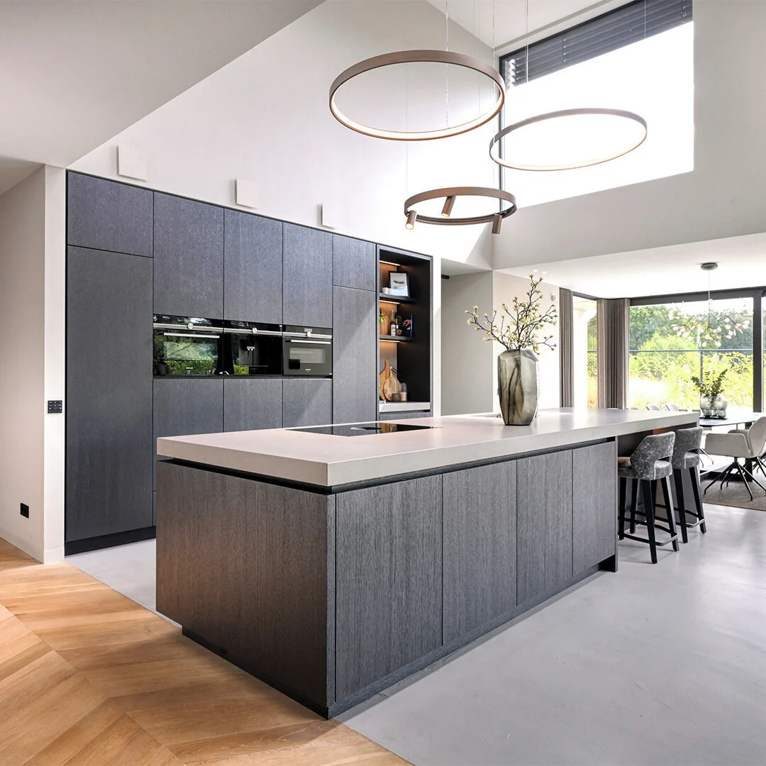 Monochrome Kitchen in Smoky Blue-Grey
