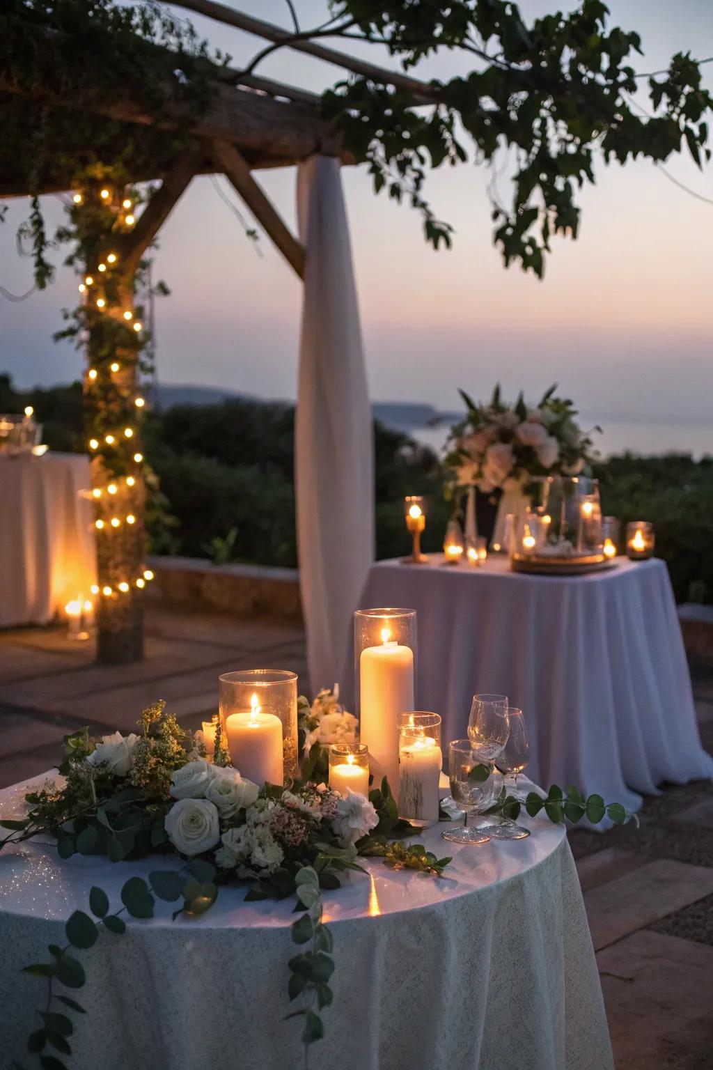 An illuminated ambiance provides warmth and romance to any wedding setting.