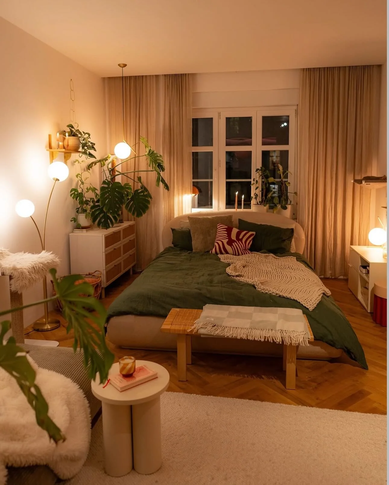 Botanical Warmth with Ambient Lighting (Earth Tones Bedroom Ideas)