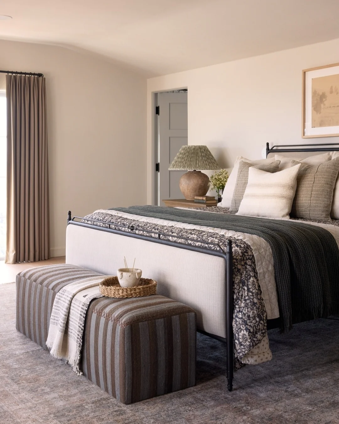 Calm Taupe and Olive with Textural Depth (Earth Tones Bedroom Ideas)