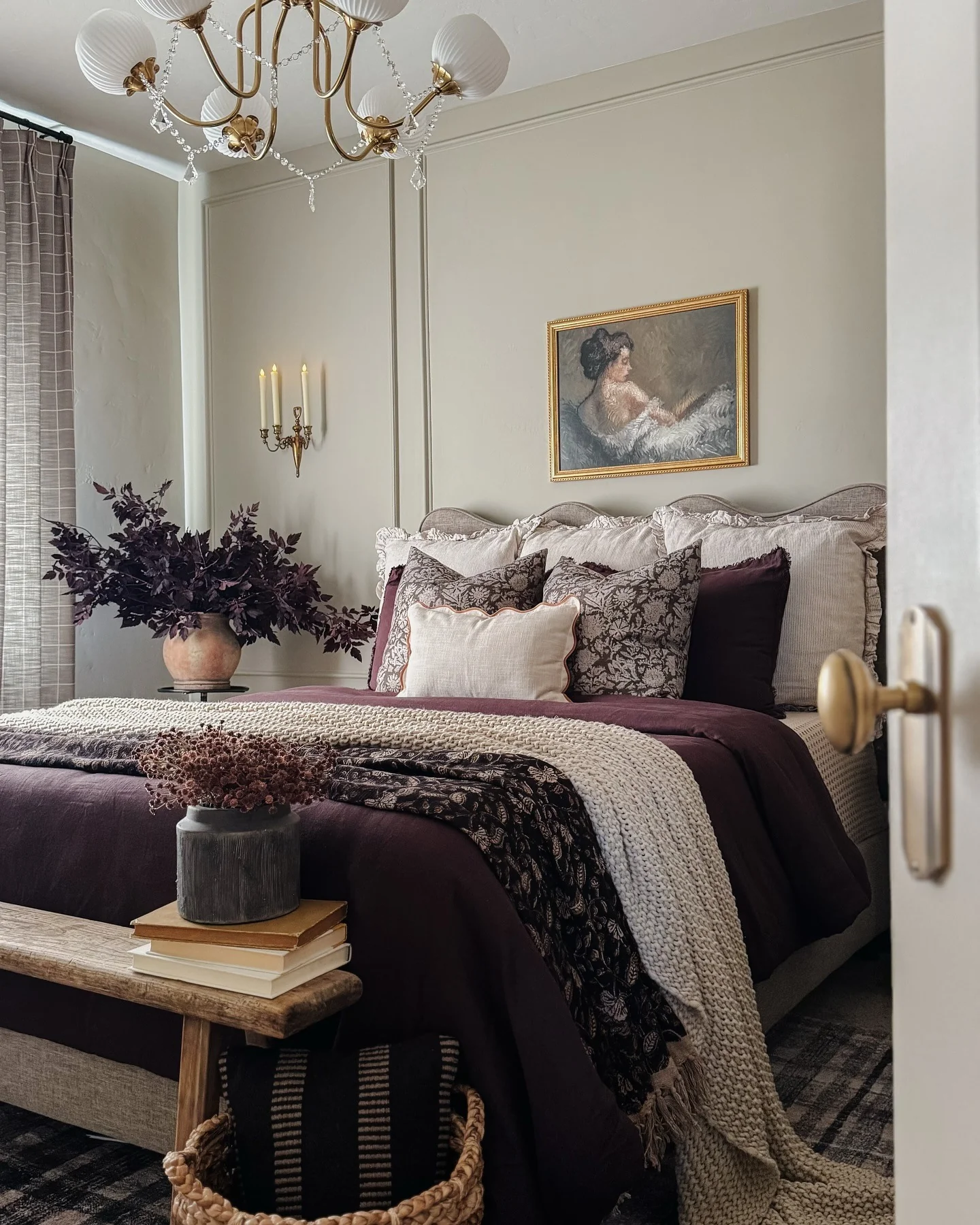 Romantic Vintage Vibes in Plum and Taupe (Earth Tones Bedroom Ideas)
