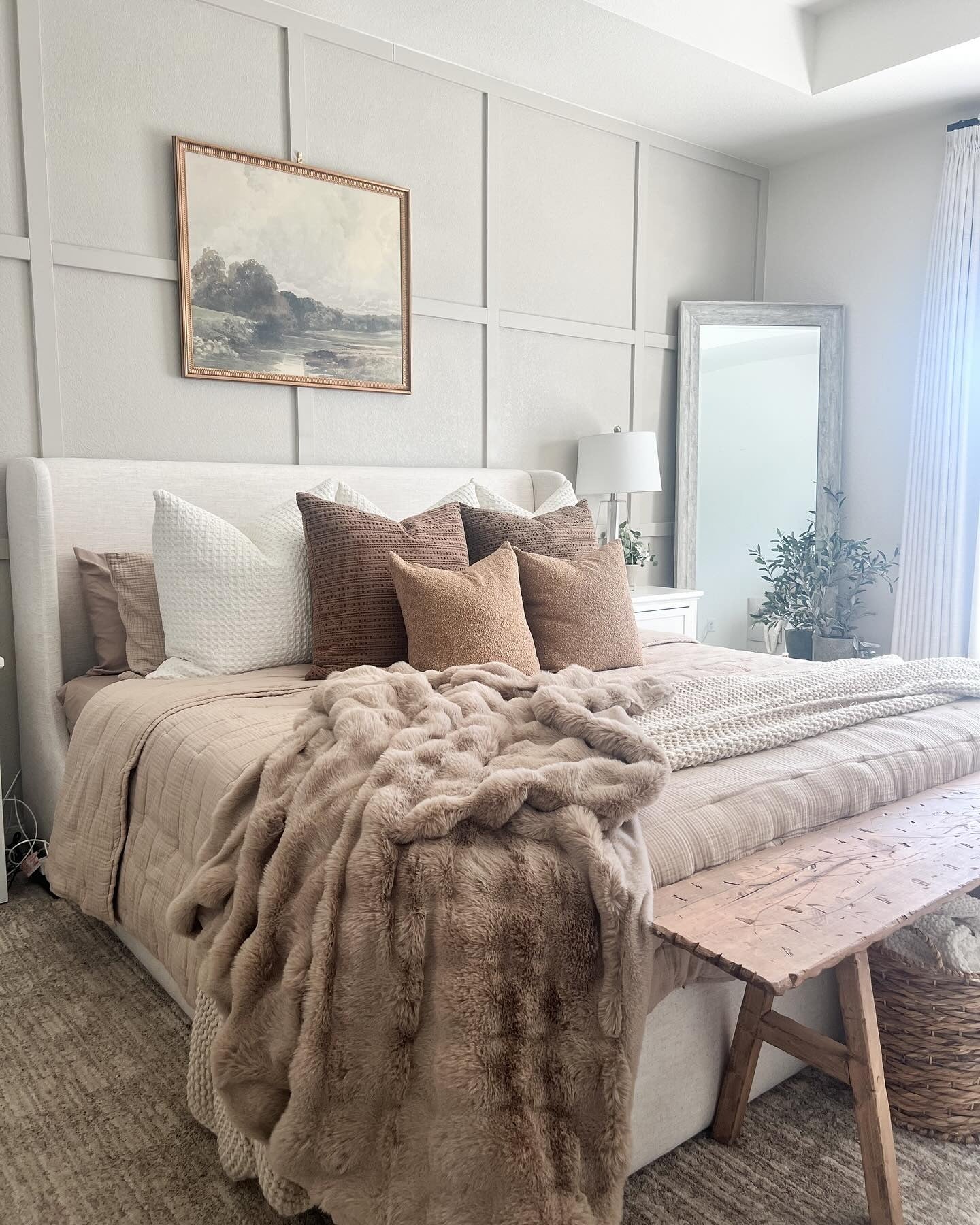 Cozy Taupe Layers with Textural Interest (Earth Tones Bedroom Ideas)