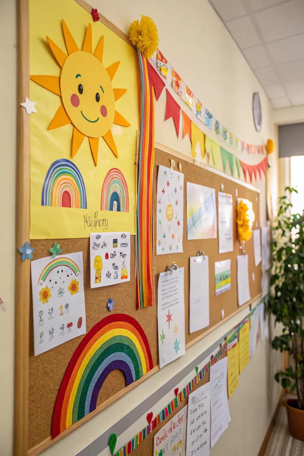 A'Sunbeams and Rainbows' bulletin board to light up the classroom.