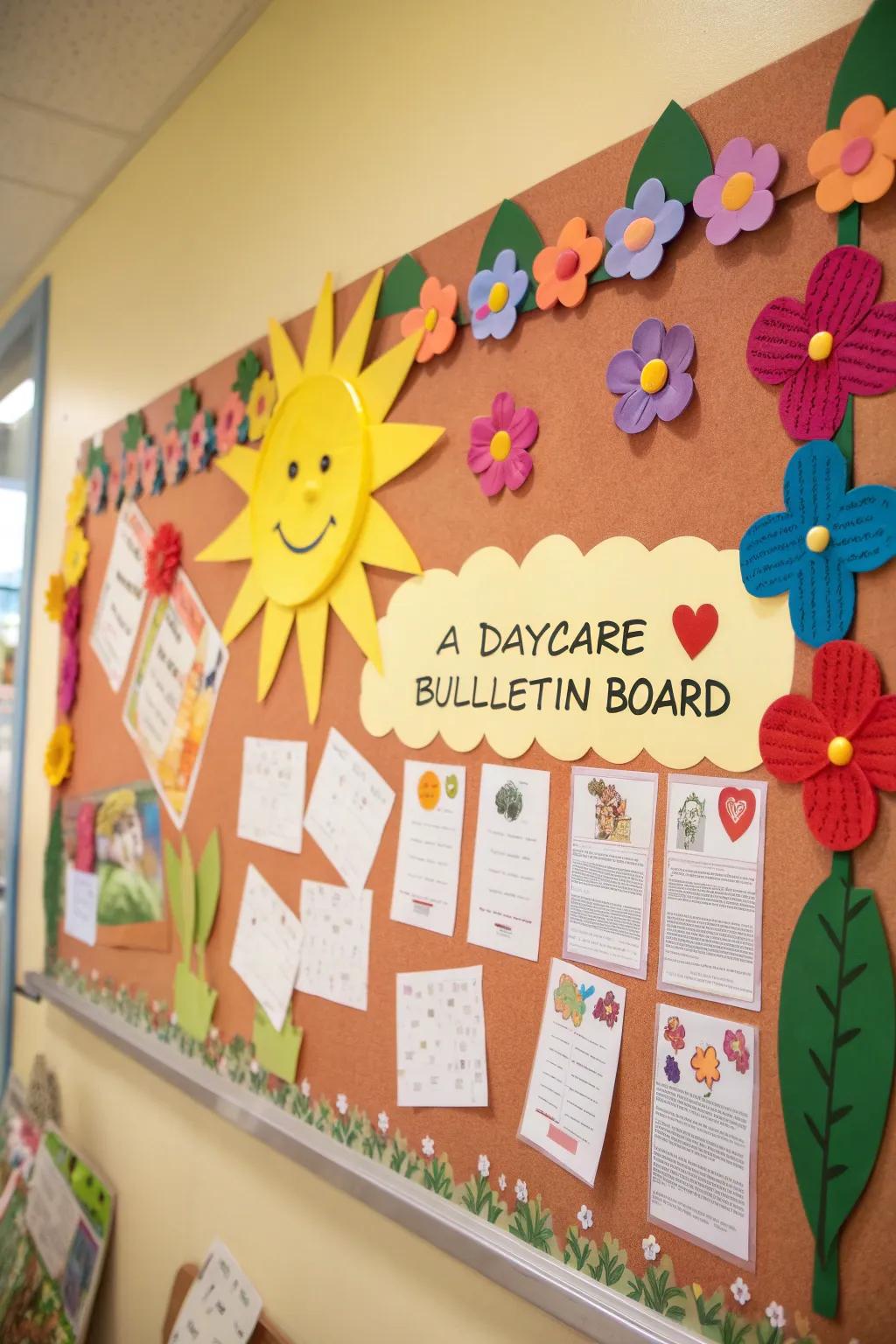 A'Greenthumb's Garden' bulletin board blooms with floral and vegetable decorations.