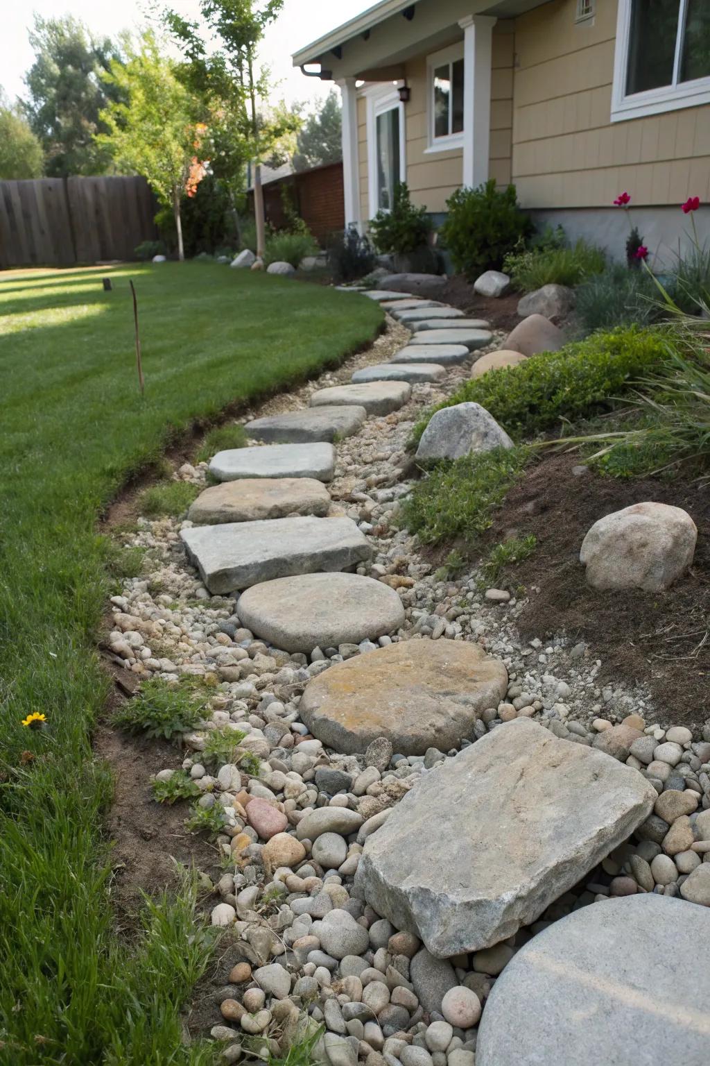 Walkway stones provide practical and fun crossing over your stream.