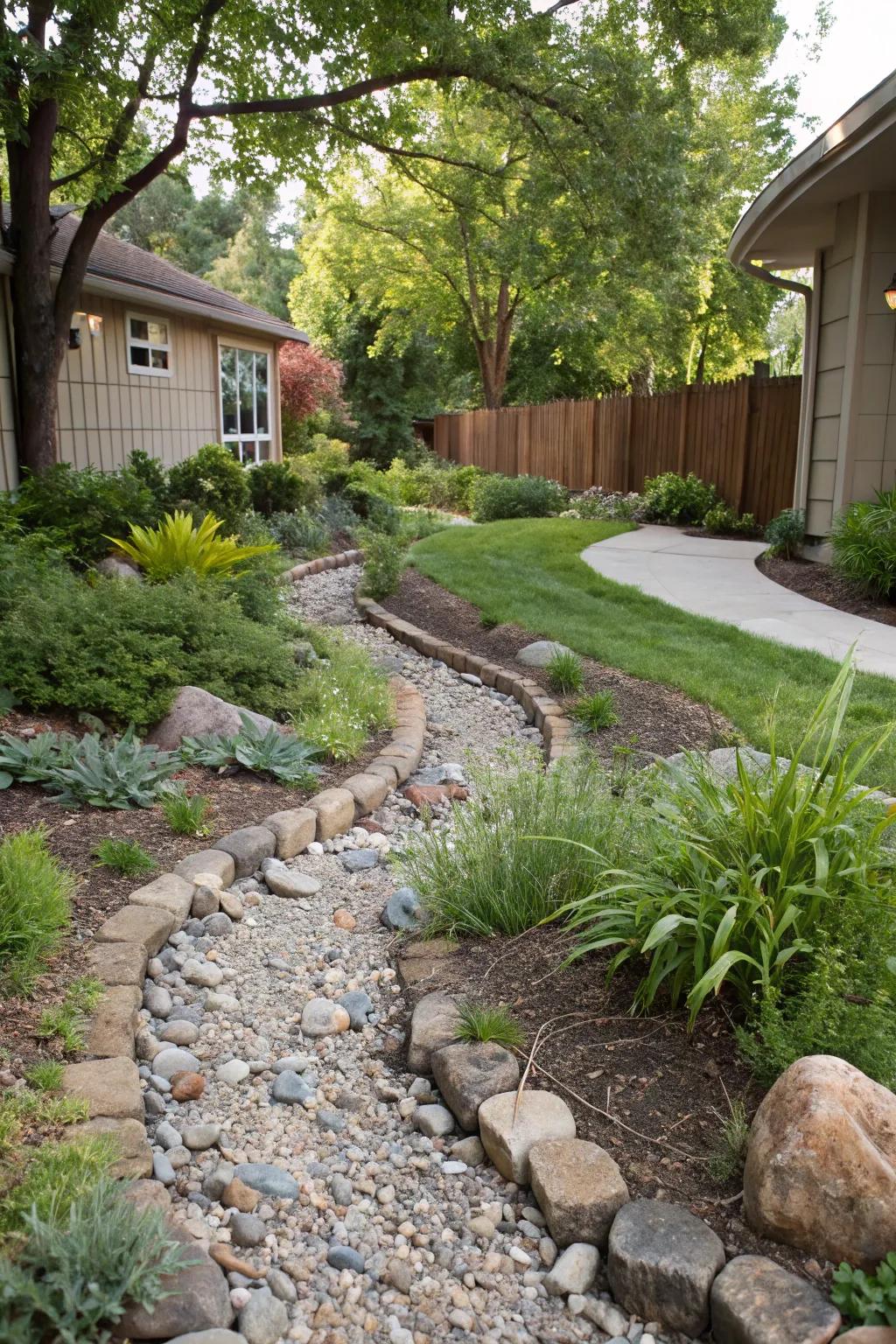 Winding pathways in your rock stream introduce a natural, flowing feel to your landscape.