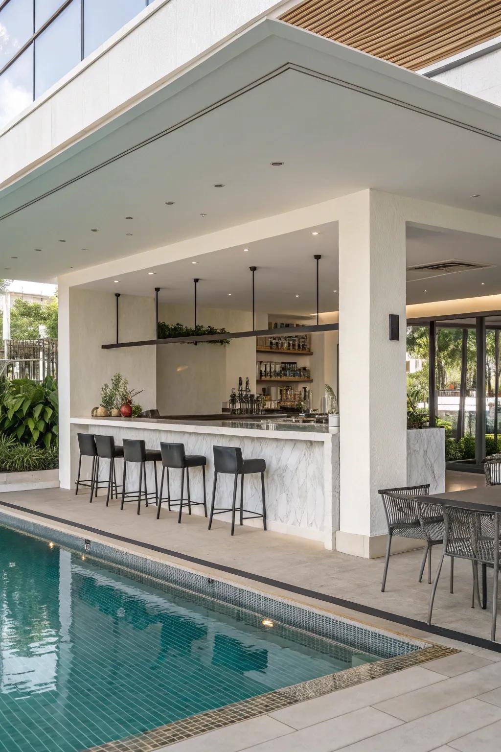 Minimalist design adds a touch of elegance to your pool bar.