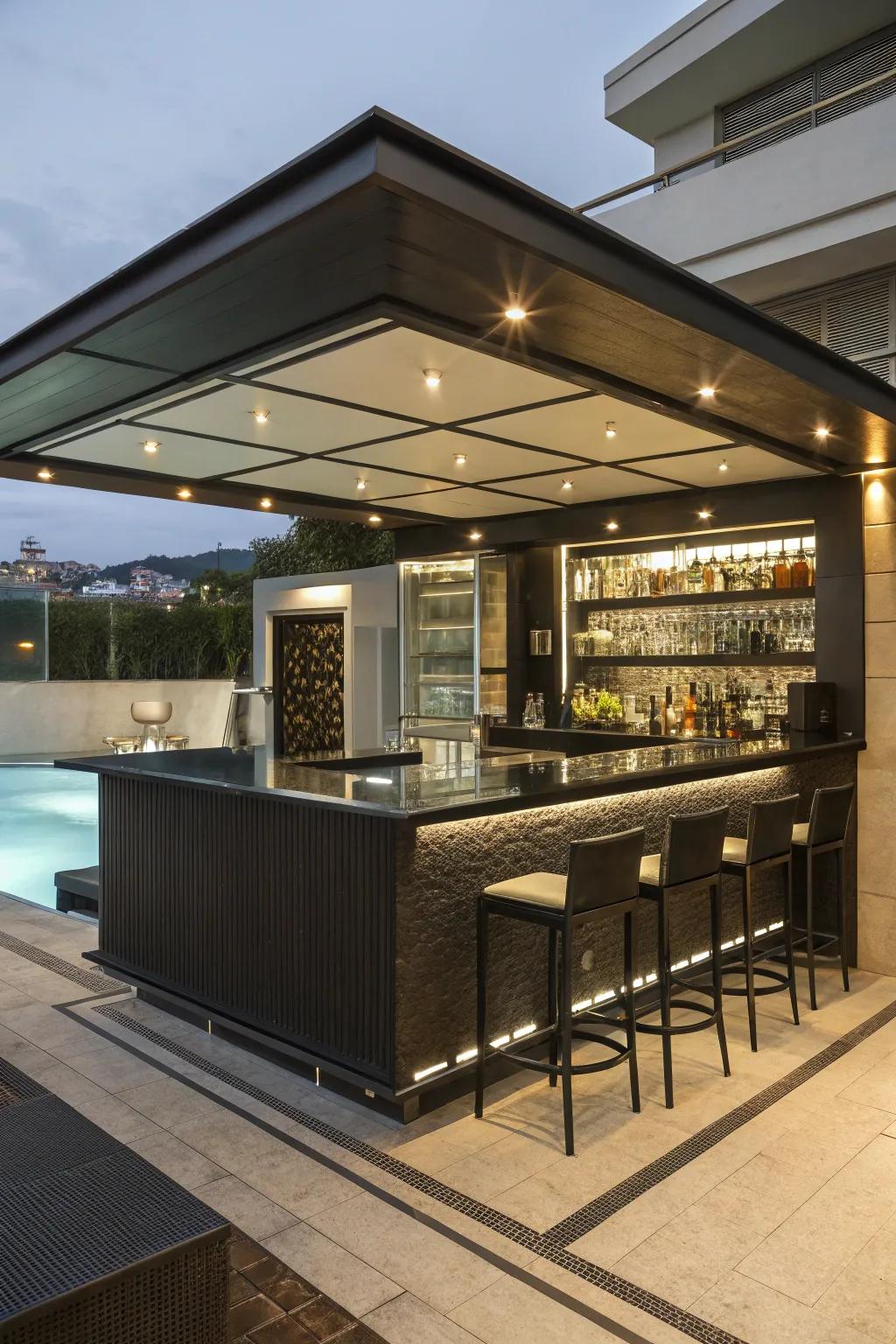 A thoughtful layout ensures your small pool bar is both practical and stylish.