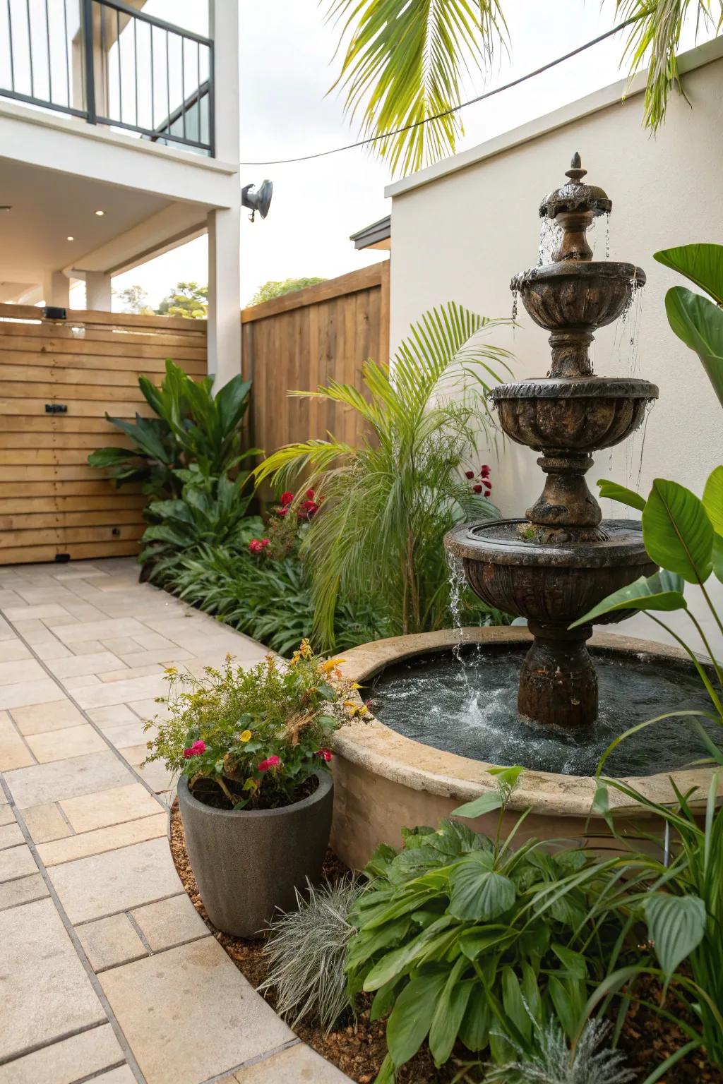 A water feature gives peace to your outdoor space.