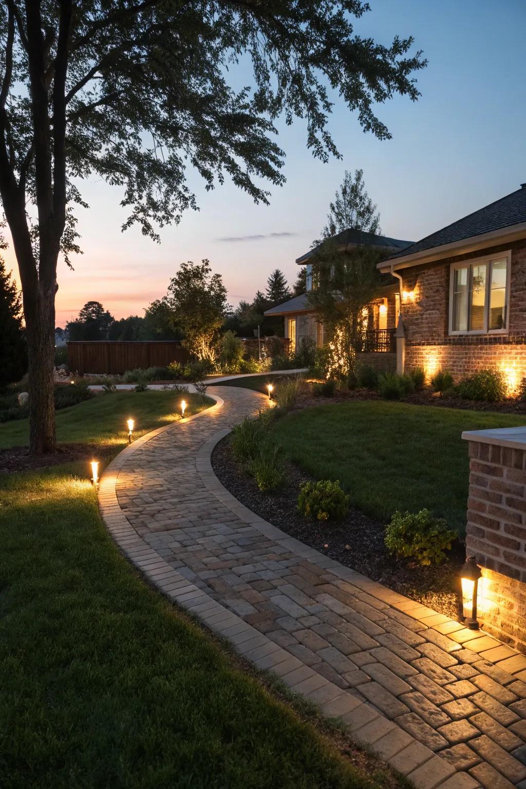 Stone illumination features design captivating nightscapes.