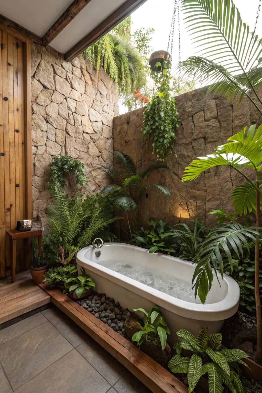 Breathe vitality into your bathroom through indoor foliage.