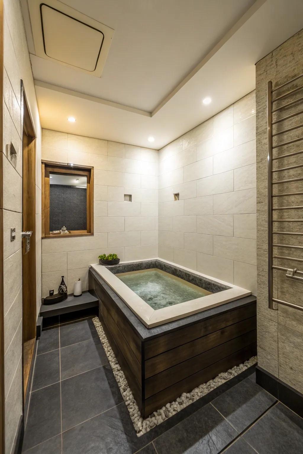Revel in extravagance within a compact form with a Japanese soaking tub.