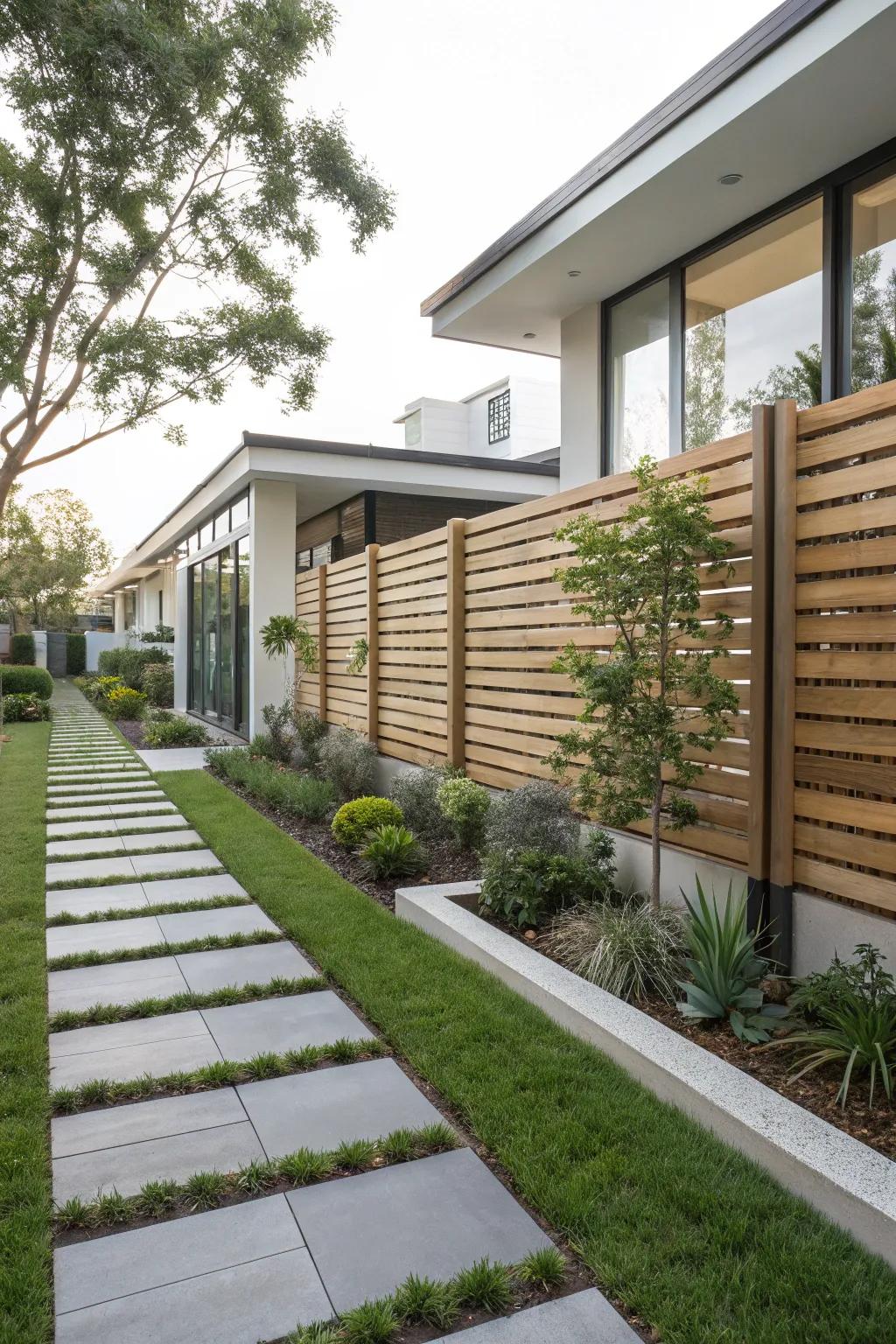 Streamlined and modern with level timber strips