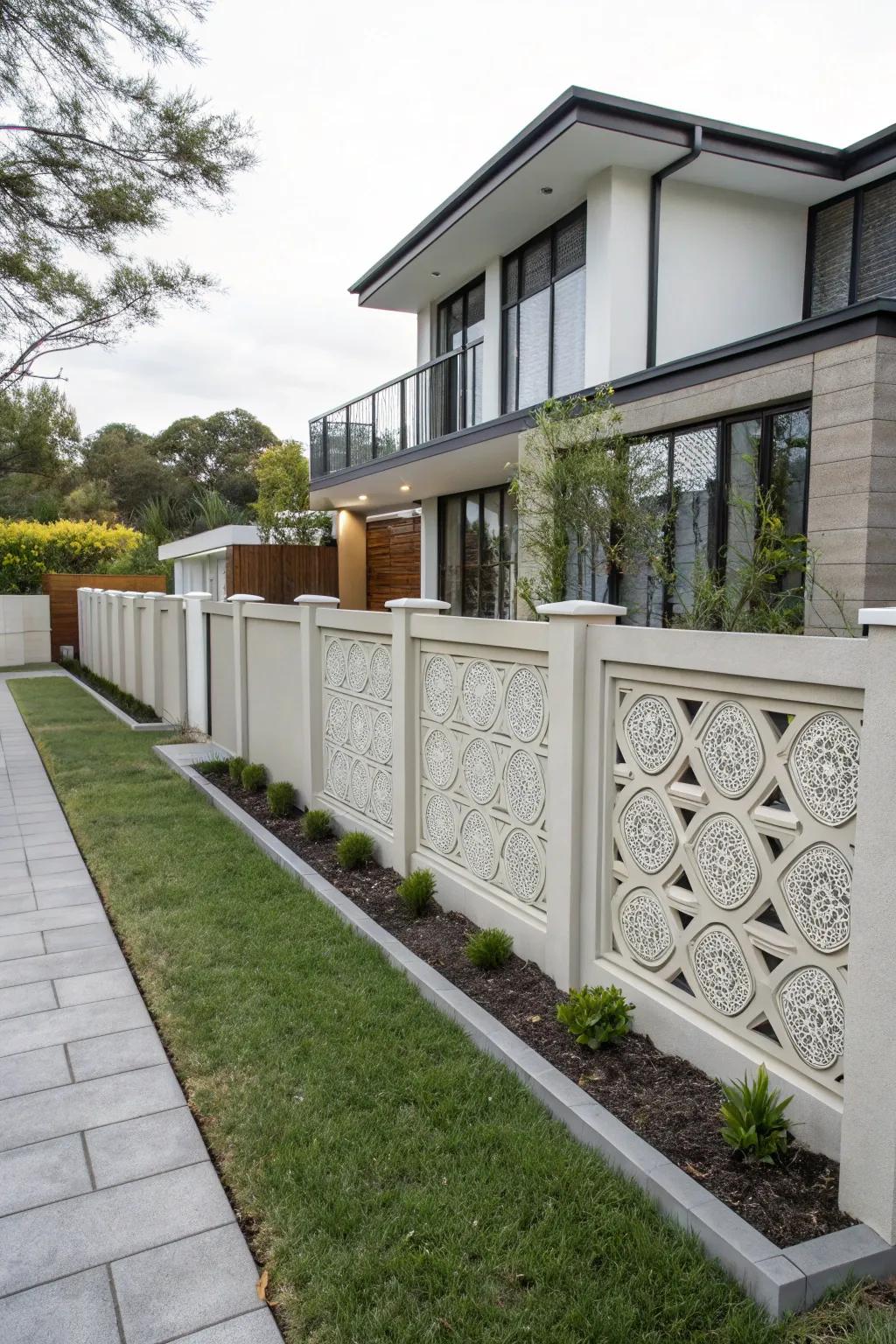 Contemporary robustness with ornamental concrete panels