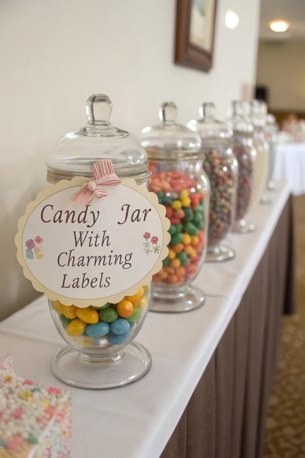 Handmade labels add a personal touch to your candy buffet.