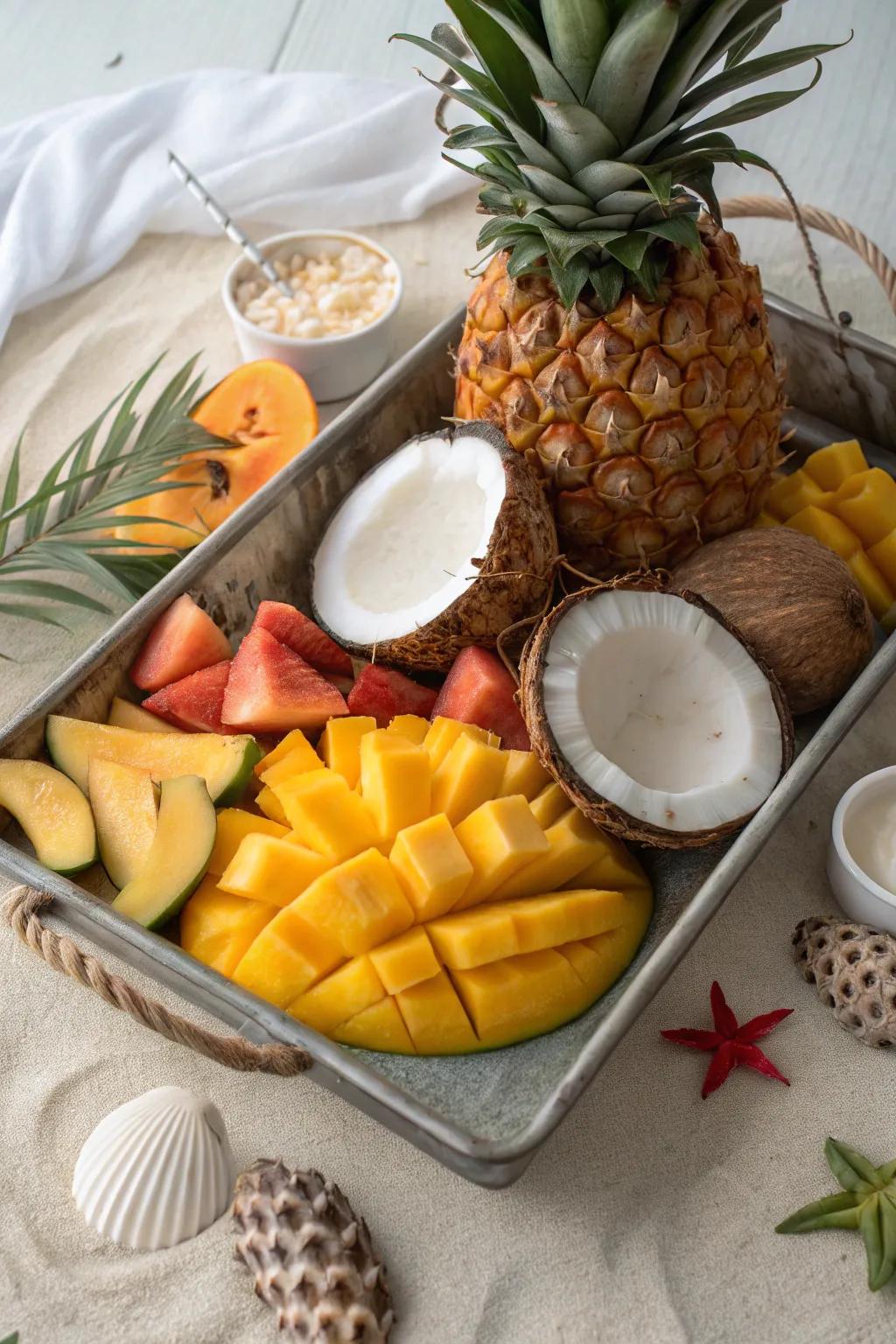A fruit tray that transports the flavors of the tropics right to your table.