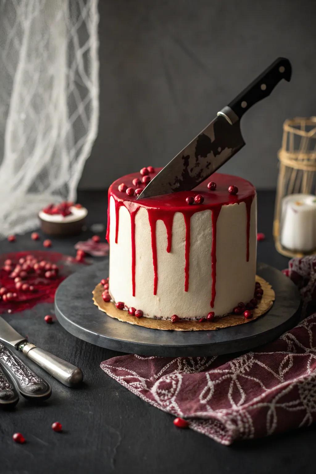 A striking knife-themed cake that cuts straight to the horror.