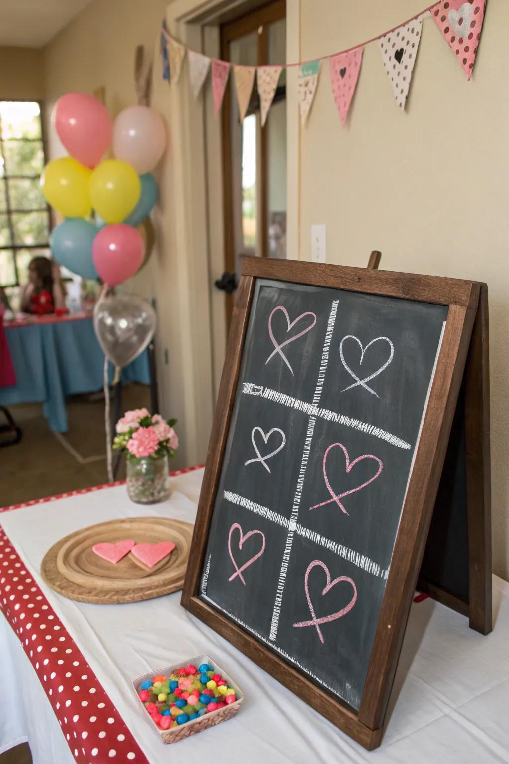Enjoy interactive chalkboard games with family.