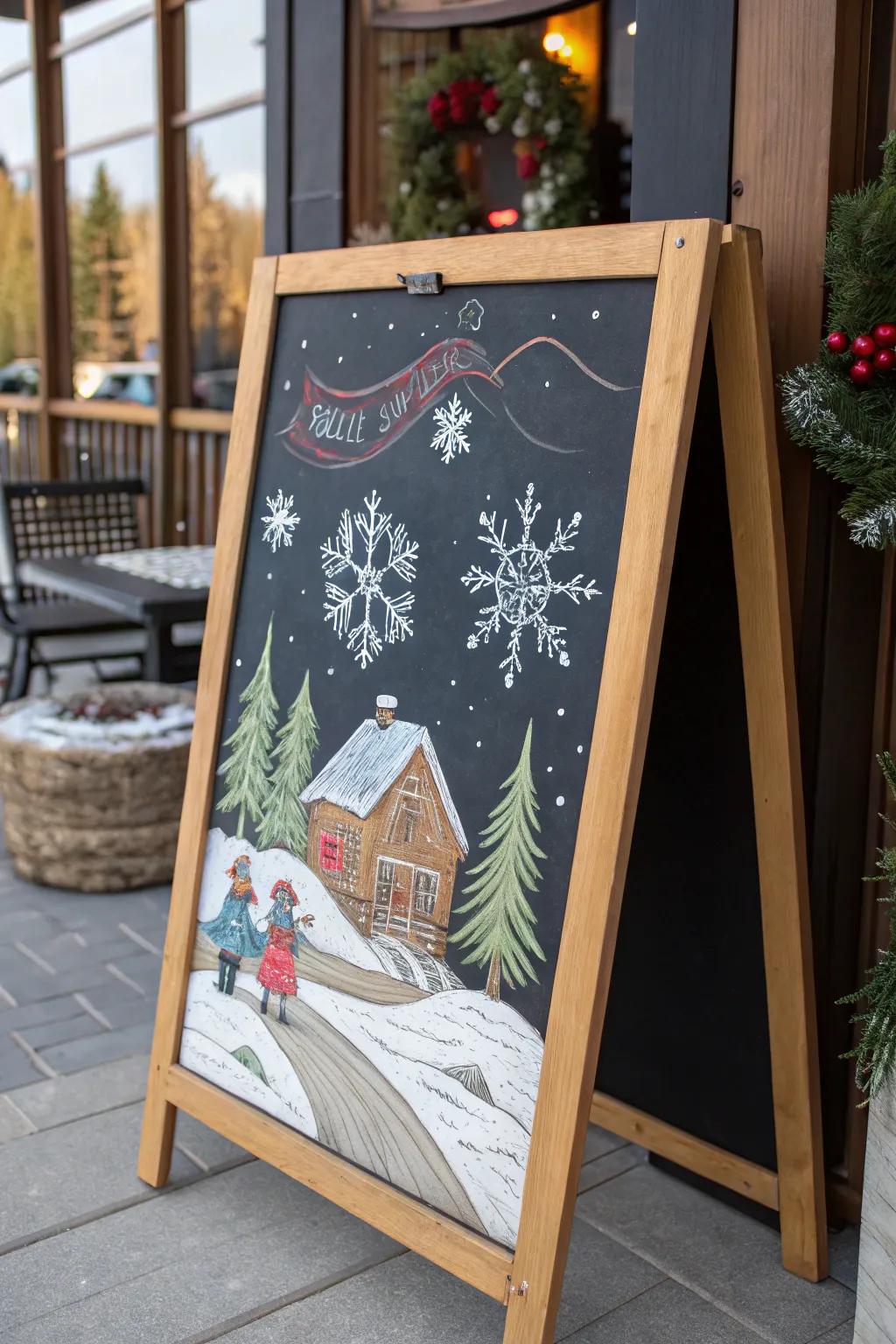 Capture the magic of winter with chalkboard art.