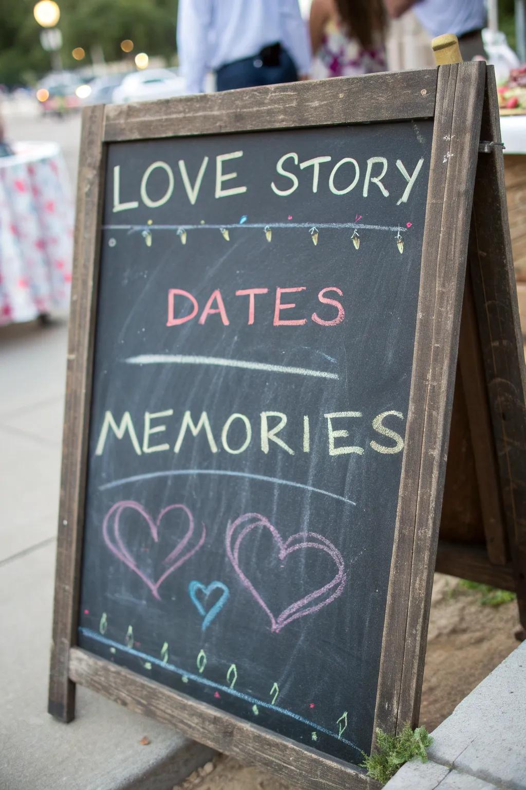 Personalize your chalkboard with your love story.