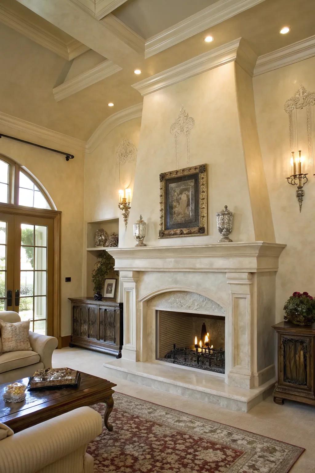 A touch of class with Venetian plaster in the living area.
