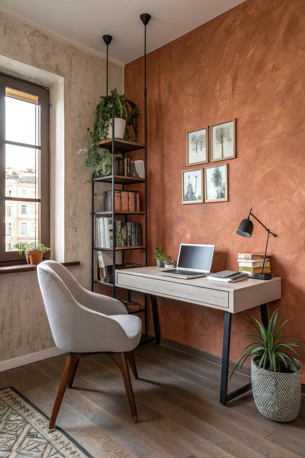 Improve focus with warm plaster in your home office.