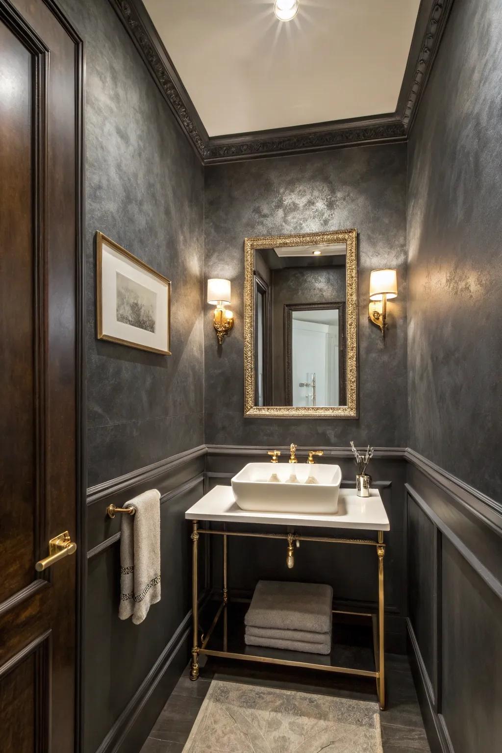 Bring drama to your powder room with striking Venetian plaster.