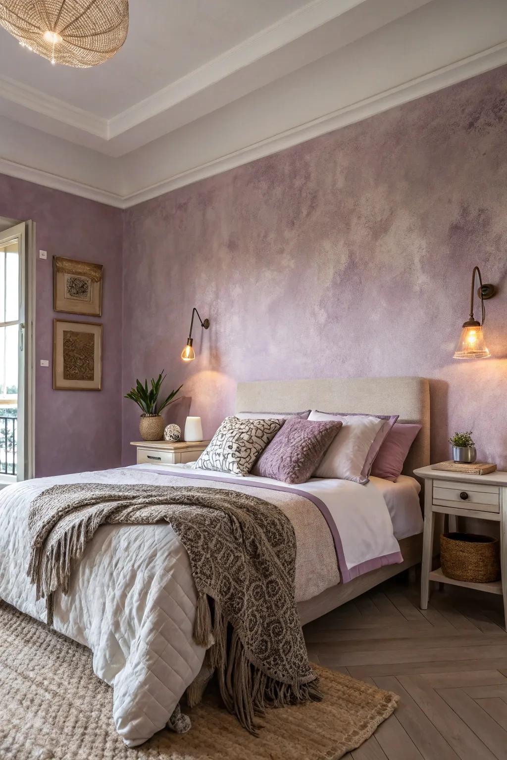 Find peace with gentle plaster shades in the bedroom.