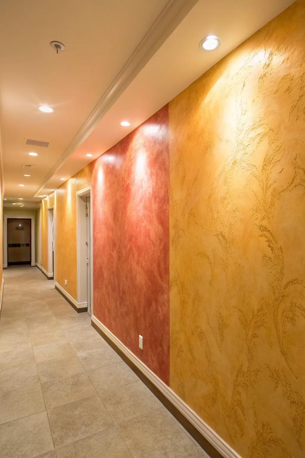 Make a striking impression with a plaster accent wall in your hallway.