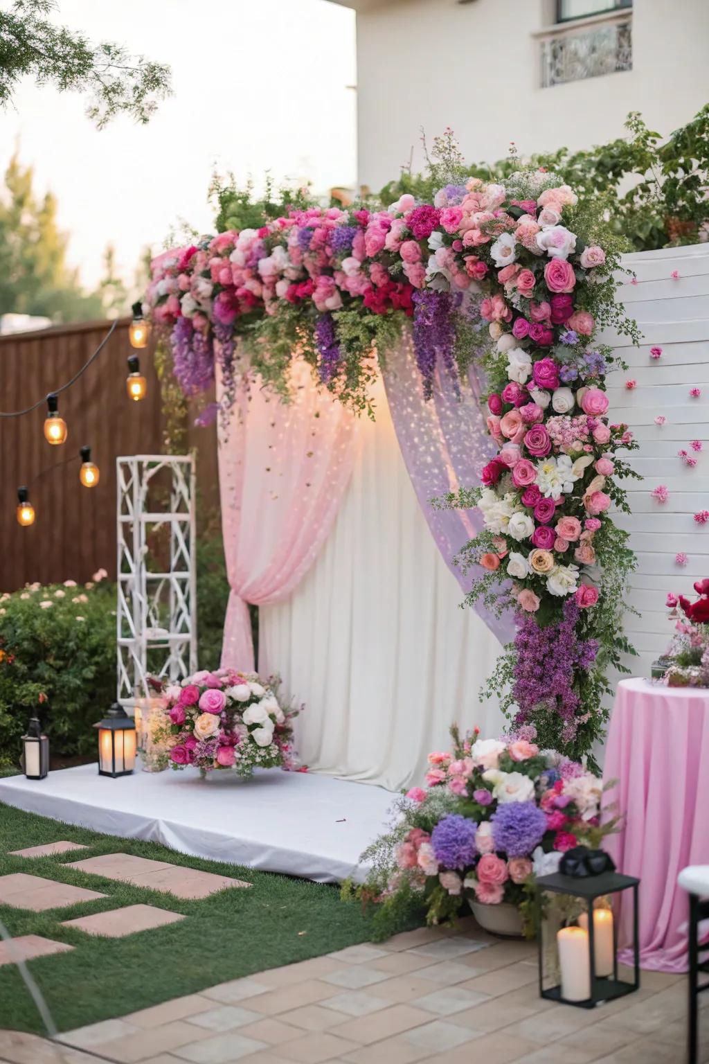 Flowers contribute love and vibrancy to your engagement party decor.