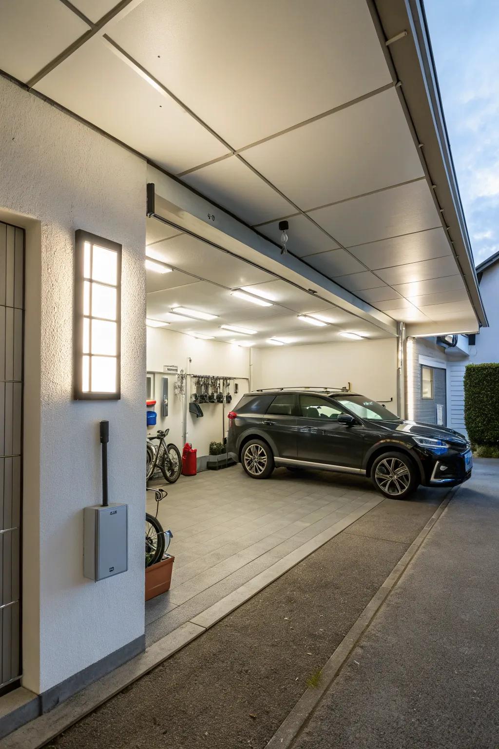 Wall-mounted LED panels offer a chic lighting resolution.