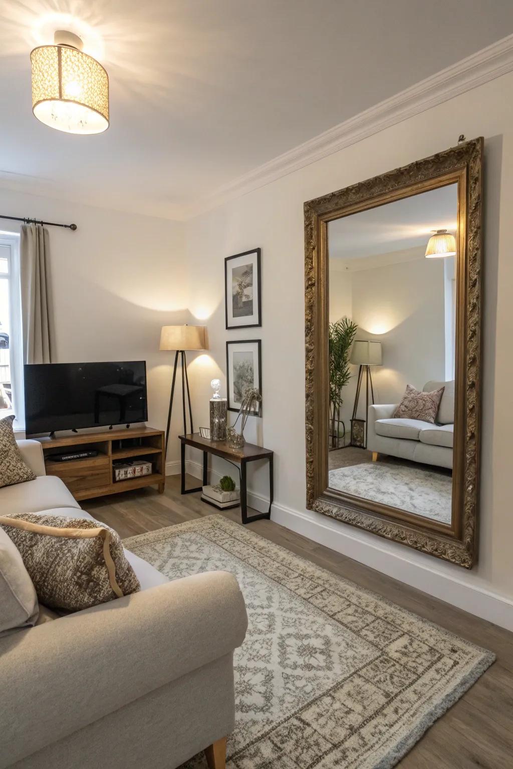 Oversized mirrors can make even the most compact spaces feel expansive.