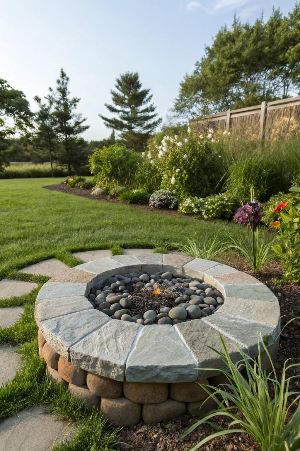 Bluestone capstones impart a classic grace to any fire pit.