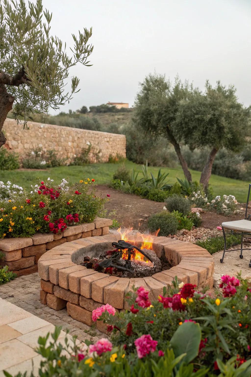 Terracotta capstones introduce a cozy, earthy tone.