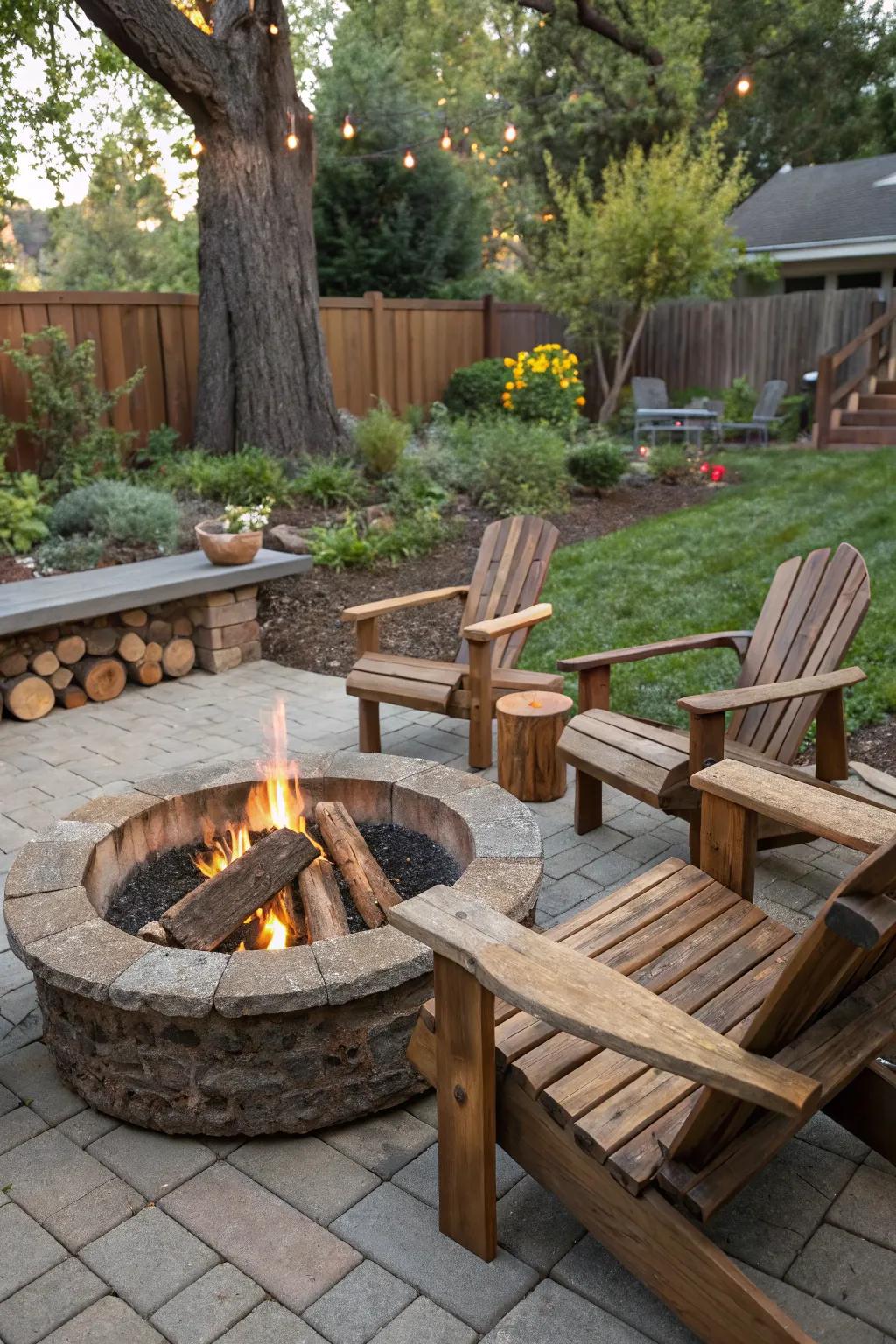 Wood capstones bring in a cozy, rustic feature.