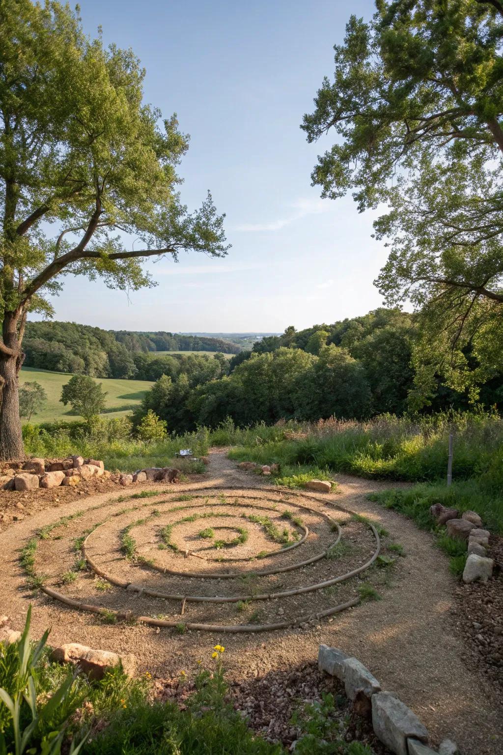 A wood chip trail labyrinth delivers an authentic and earthy walking adventure.
