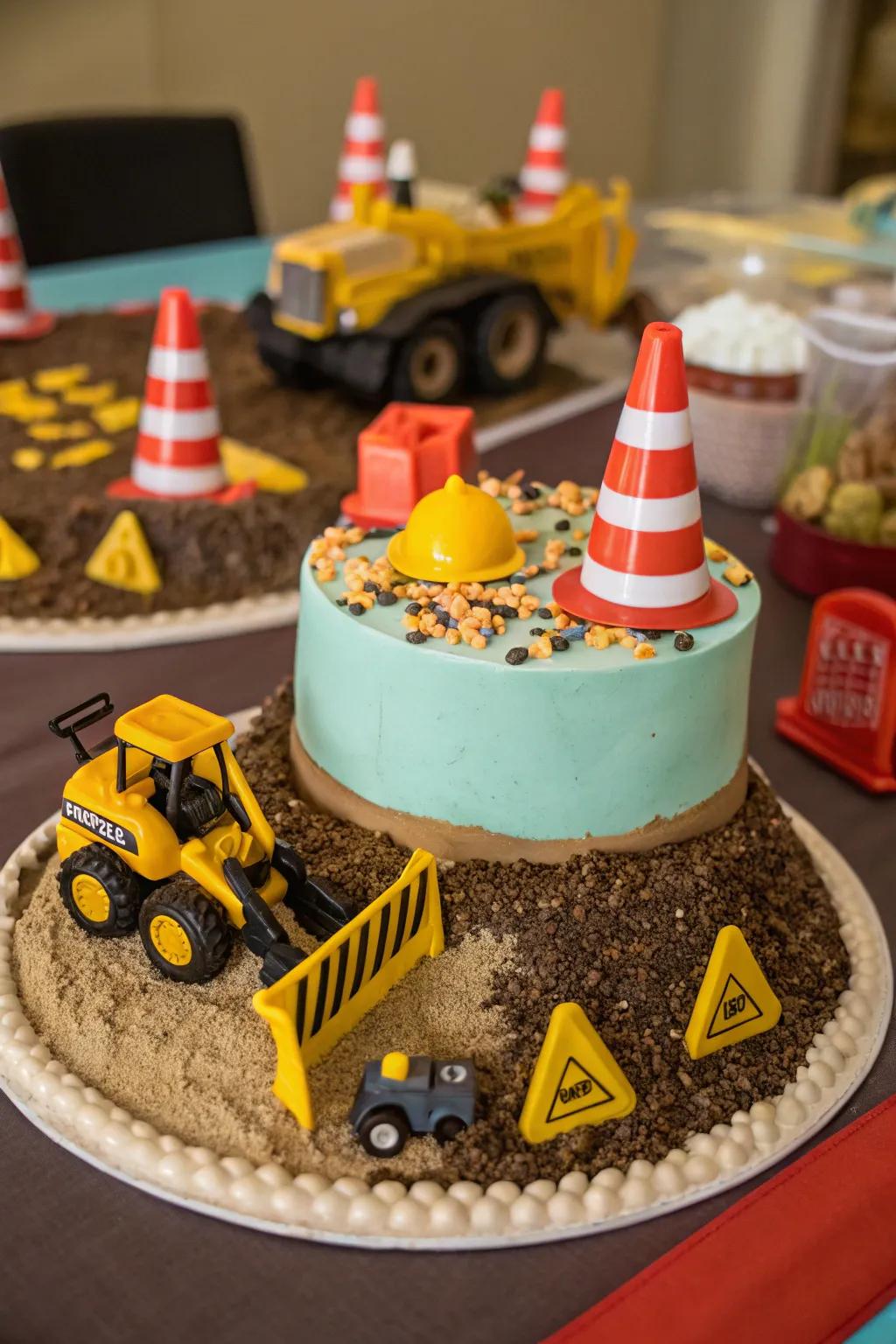 A construction-themed cake perfect for little builders.