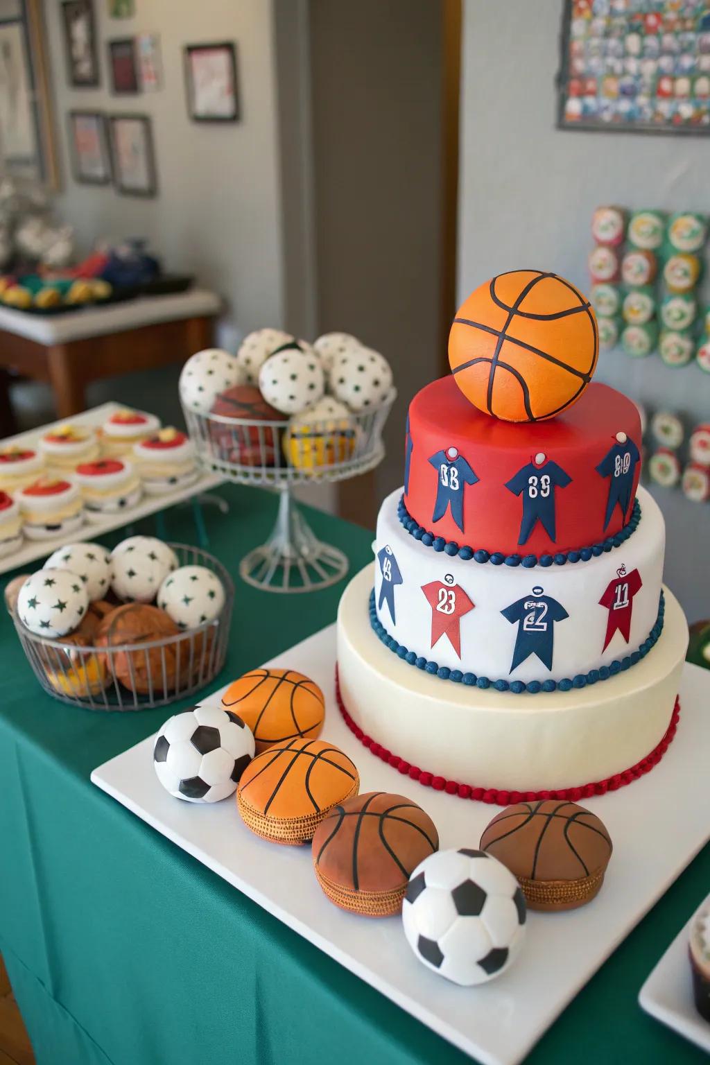 A sports-themed cake perfect for young athletes.